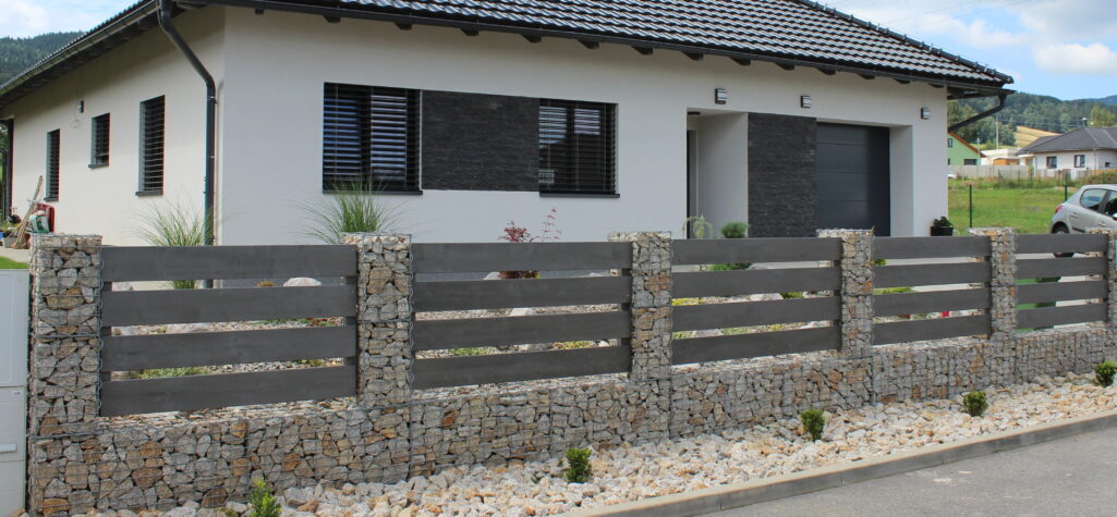 Gabionový plot – RD Minkovice Liberec